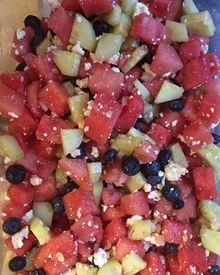 Watermelon Cucumber Salad with Honey Lime Dressing