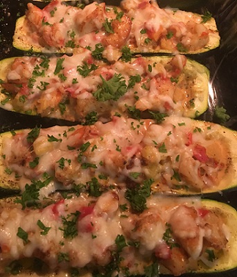 Cheesy Shrimp & Garlic Zucchini Boats